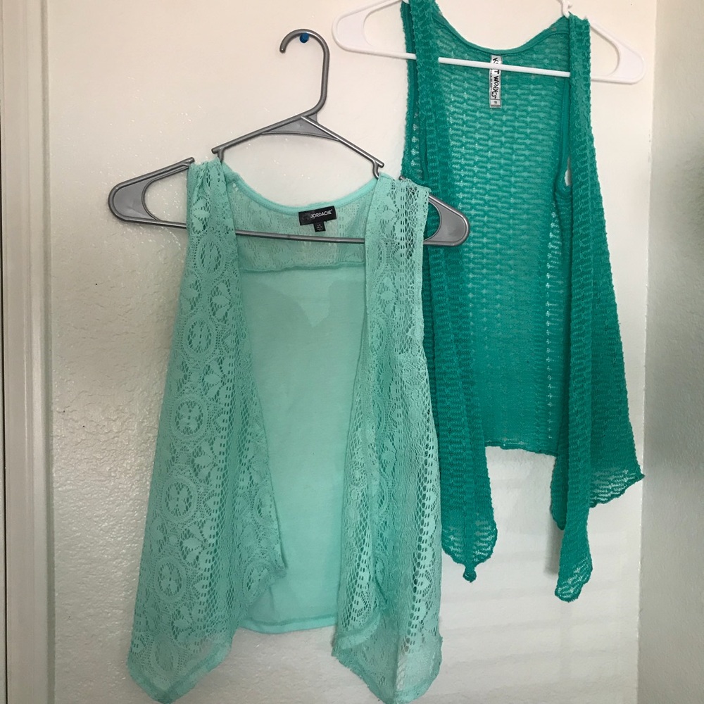 2 CUTE TURQUOISE CARDIGANS